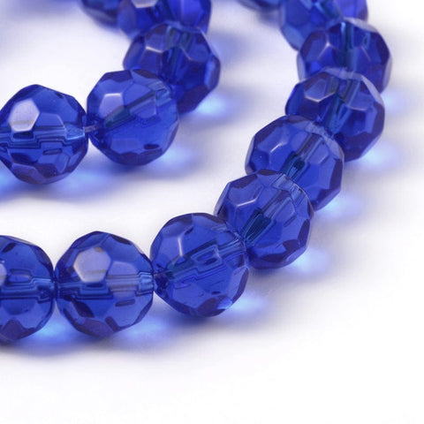 BeadsBalzar Beads & Crafts (BE8260-24Y) Glass Beads Strands, Faceted, Round, Royal Blue 10mm  (1 STR)