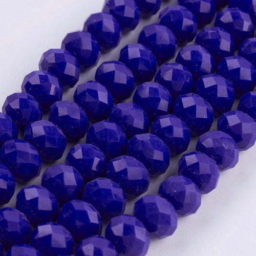 BeadsBalzar Beads & Crafts (BE8263-NC02) Opaque Glass Beads Strands, Faceted, Rondelle, Royal Blue 8x6mm (1 STR)