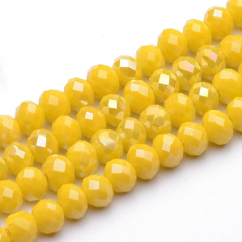 BeadsBalzar Beads & Crafts (BE8290-03) Electroplate Glass Faceted Rondelle Bead Strands,, YellowGold 10x7mm  (1 STR)