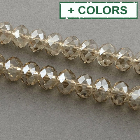 BeadsBalzar Beads & Crafts (BE8291-X) Half Plated Glass Bead Strands, Faceted Rondelle Glass Beads, 10x7.5mm