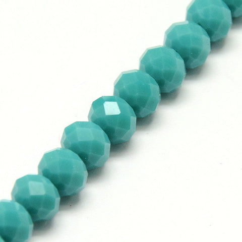 BeadsBalzar Beads & Crafts (BE8714-19) Opaque Solid Color Crystal Glass Rondelle Beads Light Sea Green 8x6mm (1 STR)