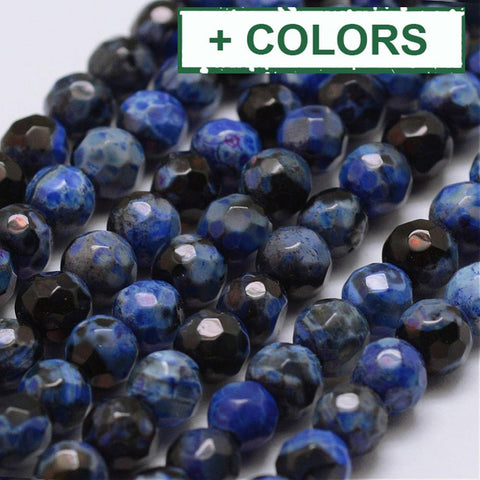 BeadsBalzar Beads & Crafts (BG4257-X) Faceted Natural Agate Beads Strands, Round, Dyed 4MM (1 STR)