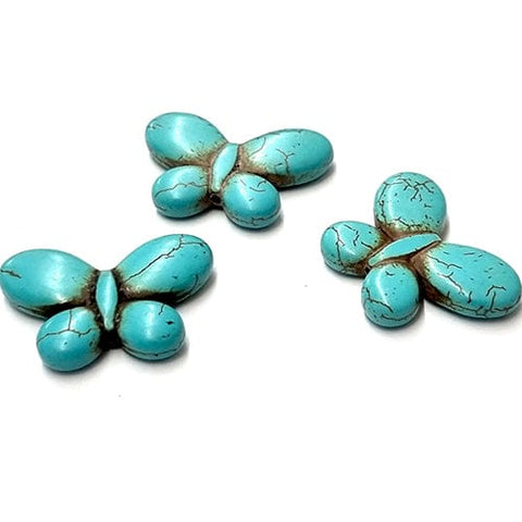 BeadsBalzar Beads & Crafts (BG4303) Natural Howlite Gemstone butterfly (3 PCS)