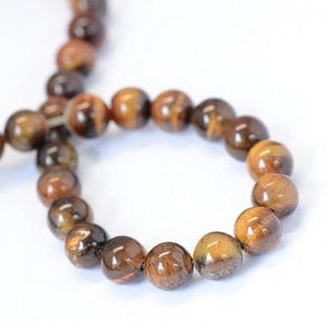 Natural Tiger Eye Beads Strands, Round, Goldenrod, 4mm, Hole: 1mm, about  46pcs/strand, 7.4 inch