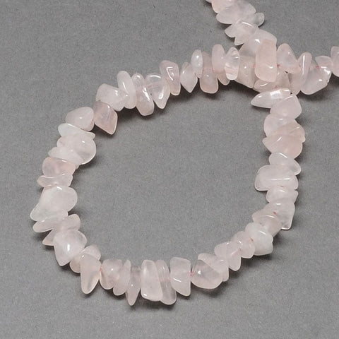 BeadsBalzar Beads & Crafts (BG4578) Natural Rose Quartz Stone Bead Strands, Chip, MistyRose