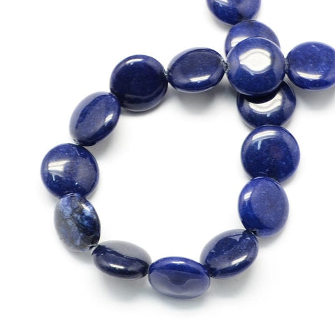 BeadsBalzar Beads & Crafts (BG4610A) Flat Round Gemstone, Natural Lapis Lazuli Beads Strands, Dyed, PrussianBlue
