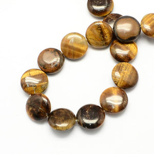 BeadsBalzar Beads & Crafts (BG4610B) Flat Round Gemstone Natural Tiger Eye Stone Beads Strands, Camel