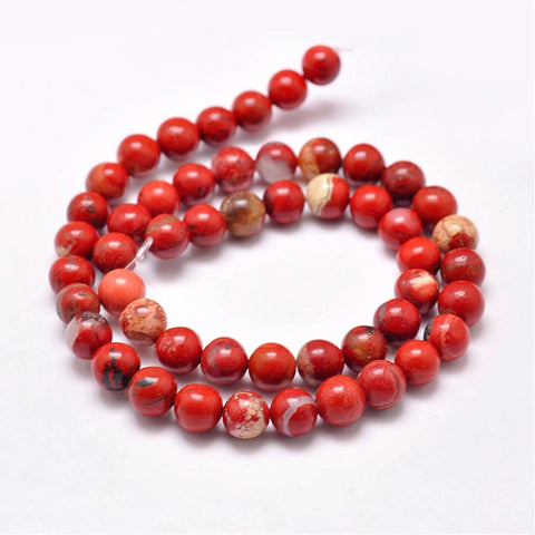 BeadsBalzar Beads & Crafts (BG4738) Natural Red Jasper Beads Strands, Round, Grade AB, Red  4MM