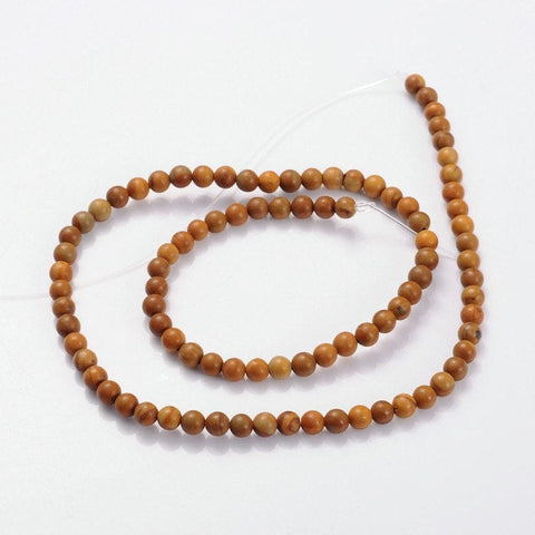 BeadsBalzar Beads & Crafts (BG4742) Gemstone Beads Strands, Wood Lace Stone, Round  4mm