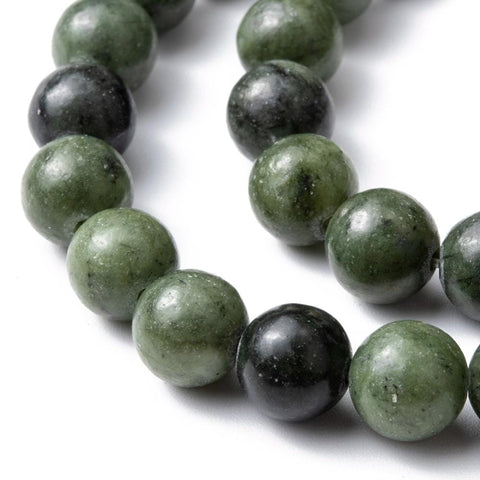 BeadsBalzar Beads & Crafts (BG4776B) Natural Gemstone Beads, Taiwan Jade, Round, Olive 8mm