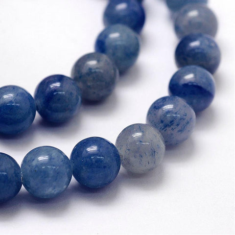 BeadsBalzar Beads & Crafts (BG5011) Natural Blue Aventurine Beads Strands, Round 8mm
