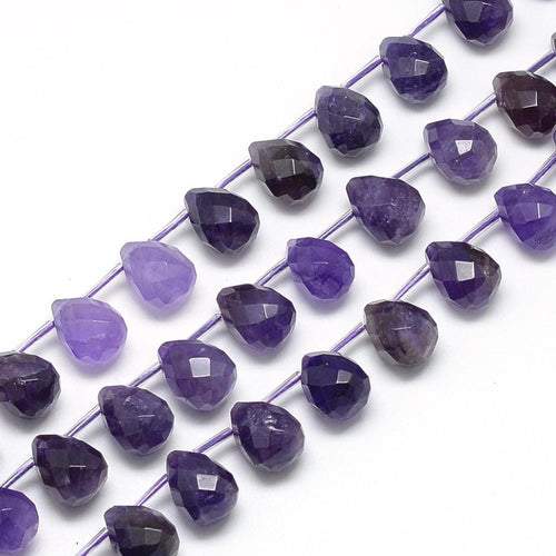 BeadsBalzar Beads & Crafts (BG5070A) Natural Amethyst Beads , Faceted Drop Size: about 13-14MM (5 PCS)
