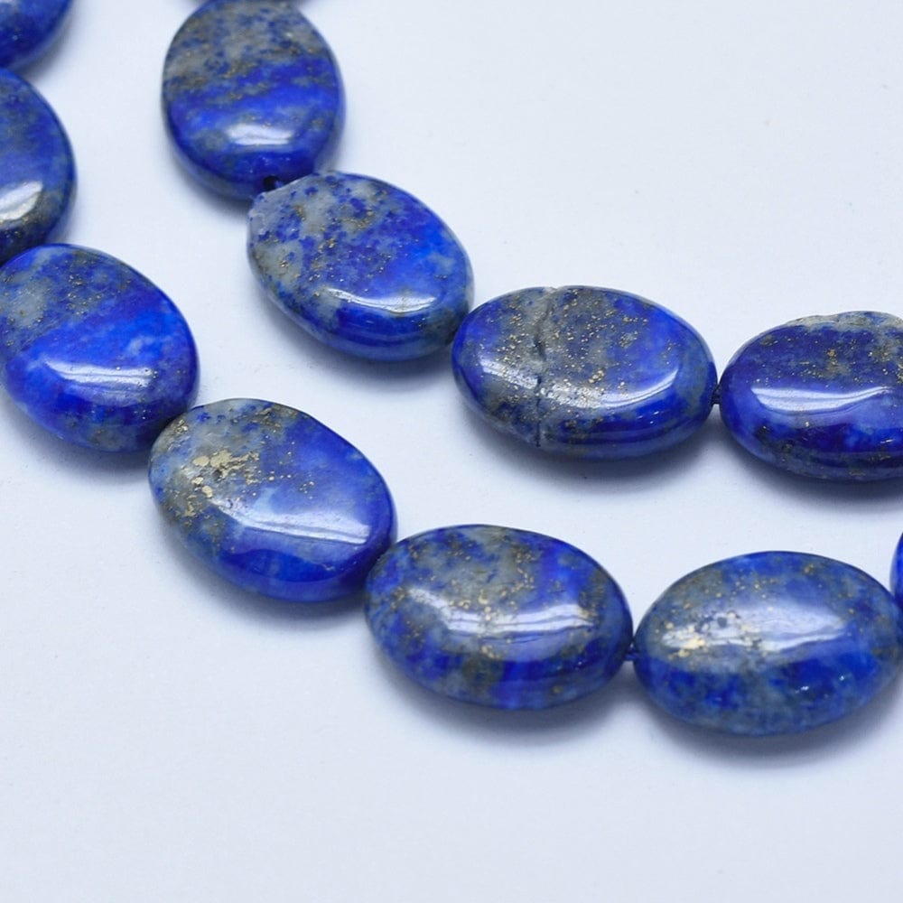 BeadsBalzar Beads & Crafts (BG5217) Natural Lapis Lazuli Beads Strands, Oval, Size: 13-14MM LONG (1 STR)