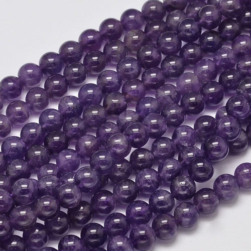 BeadsBalzar Beads & Crafts (BG5218) Natural Amethyst Round Bead Strands 8mm
