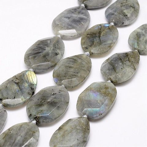 BeadsBalzar Beads & Crafts (BG5219) Natural Labradorite Beads Strands, Faceted, Oval, 30-37MM LONG