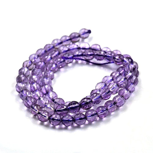 BeadsBalzar Beads & Crafts (BG5220) Natural Amethyst Round Bead Strands, Faceted, Lilac 6MM