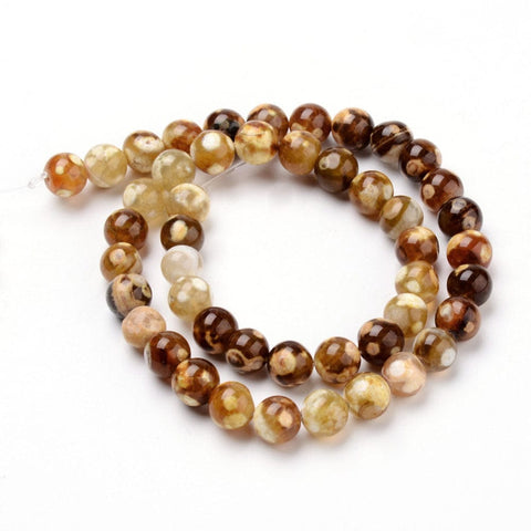 BeadsBalzar Beads & Crafts (BG5229) Natural Fire Agate Beads Strands, Round, 6MM