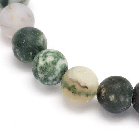 BeadsBalzar Beads & Crafts (BG5242) Natural Tree Agate Frosted Agate Round Gemstone Beads 8mm (1 STR)