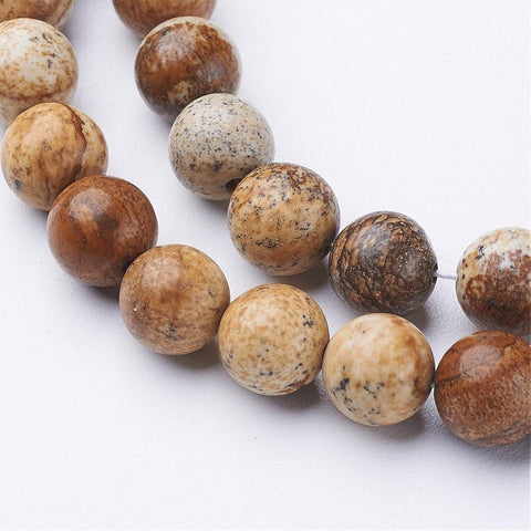 BeadsBalzar Beads & Crafts (BG5278) Gemstone Beads Strands, Natural Picture Jasper, Round 8mm
