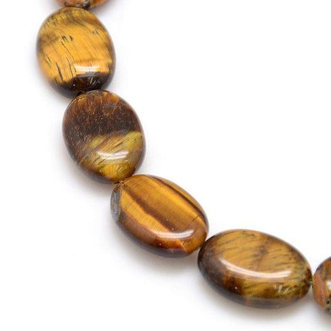 BeadsBalzar Beads & Crafts (BG5300) Natural Gemstone Tiger Eye Beads Strands, Flat Oval 18MM