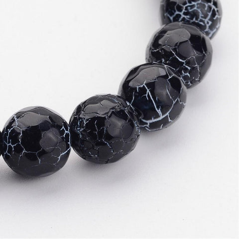 BeadsBalzar Beads & Crafts (BG5368) Crackle Agate, Round, Grade A, Black 10MM
