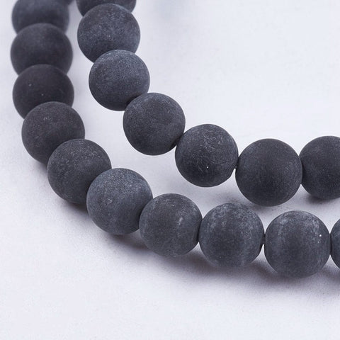 BeadsBalzar Beads & Crafts (BG5380A) Natural Black Stone Bead Strands, Round, Black 6M