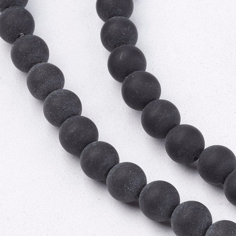BeadsBalzar Beads & Crafts (BG5381) Natural Black Stone Bead , Round, BLACK 4MM