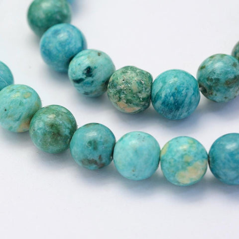 BeadsBalzar Beads & Crafts (BG5458) Natural Crazy Agate Beads Strands, Round, Dyed & Heated, MediumTurquoise 8MM