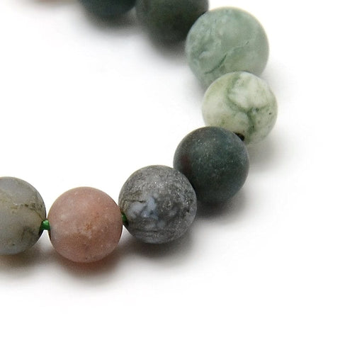 BeadsBalzar Beads & Crafts (BG6670) Frosted Natural Indian Agate Round Bead Strands Size: about 4mm in diameter, hole: 1mm;