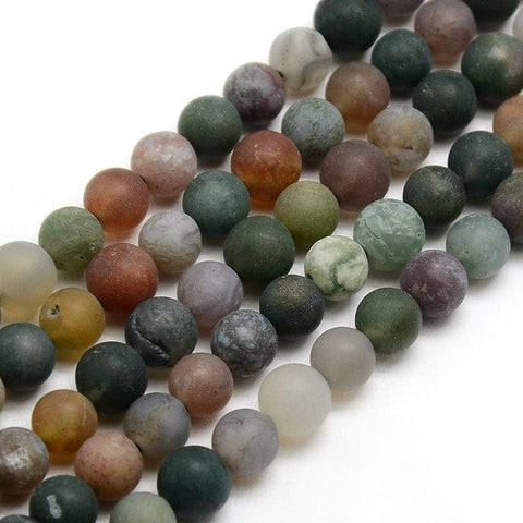 BeadsBalzar Beads & Crafts (BG6670) Frosted Natural Indian Agate Round Bead Strands Size: about 4mm in diameter, hole: 1mm;
