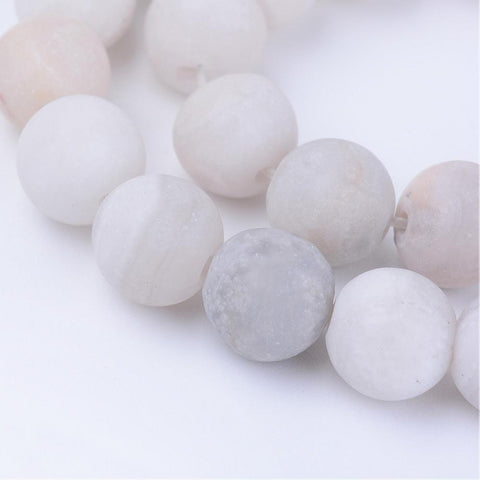 BeadsBalzar Beads & Crafts (BG6686C) Natural Agate Beads Strands, Frosted, Round, Dyed Size: about 8~8.5mm