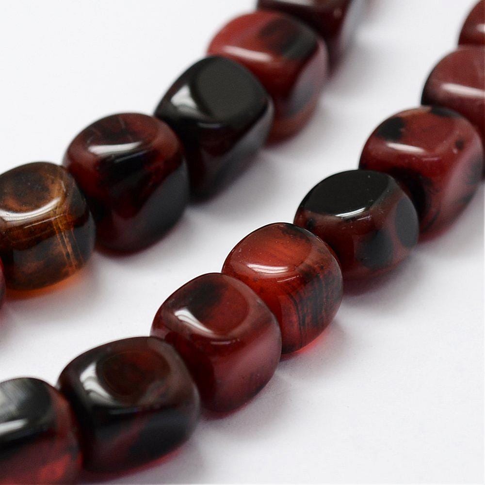 BeadsBalzar Beads & Crafts (BG6692B) Natural Agate Beads Strands, Dyed, Cube, CoconutBrown Size: about 9~10mm long, 9~10mm wide, hole: 1.5mm;