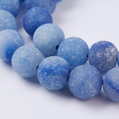BeadsBalzar Beads & Crafts (BG6701A) Natural Blue Aventurine Beads Strands, Frosted, Round Size: about 8~9mm