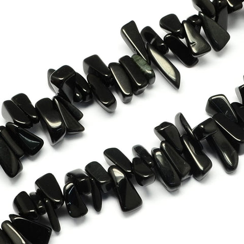 BeadsBalzar Beads & Crafts (BG6742A) Natural Black Stone Bead Strands, Chip, Black Size: about 12~20mm long, 6~10mm wide, 3~10mm thick