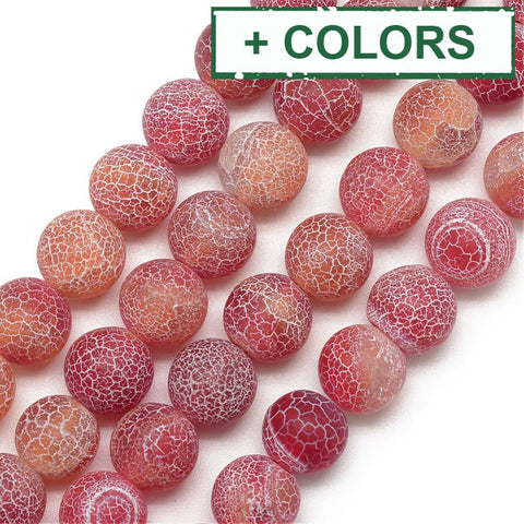 BeadsBalzar Beads & Crafts (BG6758-X) Natural Weathered Agate Bead Strands, Frosted 4mm