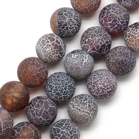 BeadsBalzar Beads & Crafts (BG6759A) Natural Weathered Agate Bead Strands, Frosted, Dyed, Round, CoconutBrown 4mm