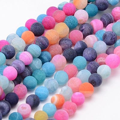BeadsBalzar Beads & Crafts (BG6883-09) Natural Weathered Agate Beads Strands, Dyed, Frosted, Round, Mixed 6mm