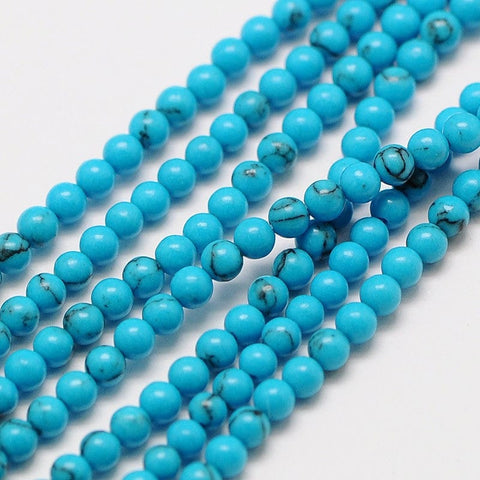 BeadsBalzar Beads & Crafts (BG6892A) Natural Chinese Turquoise Bead Strands, Round 3mm
