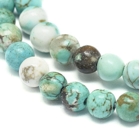 BeadsBalzar Beads & Crafts (BG6893A) Natural Turquoise Beads Strands, Dyed, Round, 4mm