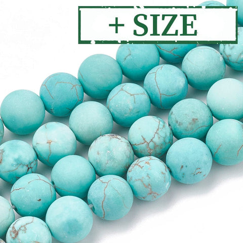 BeadsBalzar Beads & Crafts (BG6894X) Natural Green Turquoise Beads, Frosted, Round CHOOSE SIZE