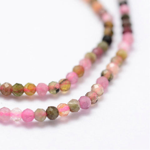 BeadsBalzar Beads & Crafts (BG6914E) Natural Tourmaline Beads, Faceted, Round, Mixed Color 2mm