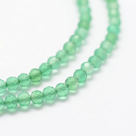 BeadsBalzar Beads & Crafts (BG6914G) Natural Green Agate Beads Strands, Faceted, Dyed, 2mm