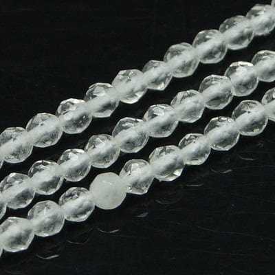 BeadsBalzar Beads & Crafts (BG7176A) Natural Quartz Crystal Beads StrandS, Faceted, Round 3mm