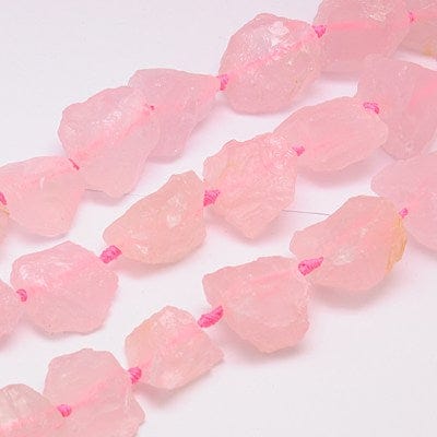 BeadsBalzar Beads & Crafts (BG7243-07D) Natural Rose Quartz Nuggets, Pink 18~35mm long (11~16pcs/strand)