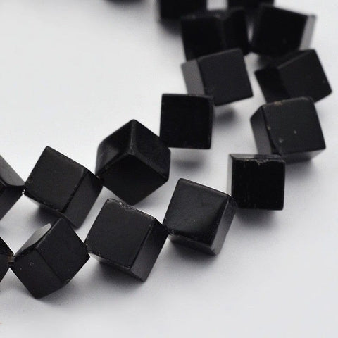 BeadsBalzar Beads & Crafts (BG7275-42B) Cube Natural Black Onyx Beads Strands, Dyed, 9x8x6mm (1 STR)