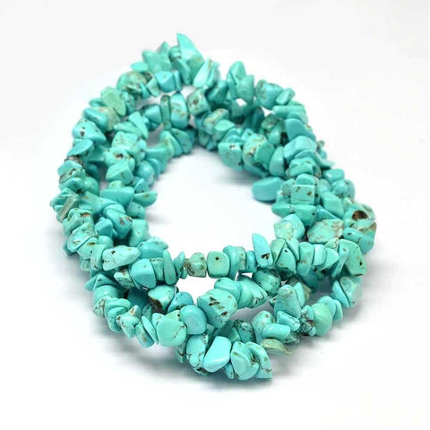 BeadsBalzar Beads & Crafts (BG7300-06) Dyed Natural Turquoise Chips Beads Strands, DarkTurquoise 5~10mm