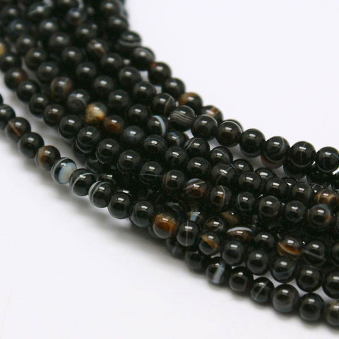 BeadsBalzar Beads & Crafts (BG7301A) Natural Agate Bead Strands, Round, Dyed & Heated 2mm