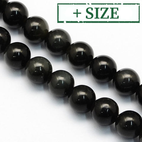 BeadsBalzar Beads & Crafts (BG7320-X) Natural Obsidian Round Beads Strands (CHOOSE SIZE)