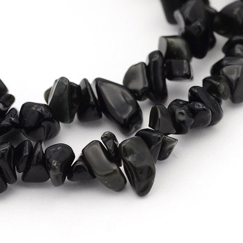 BeadsBalzar Beads & Crafts (BG7513A) Natural Obsidian Beads Strands, Dyed, Chip, 5~8mm