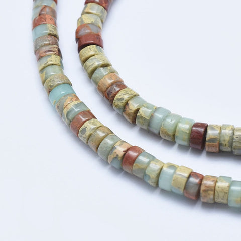 BeadsBalzar Beads & Crafts (BG7673A) Natural Aqua Terra Jasper Beads  Heishi Beads, Flat Round/Disc, 6x3~3.5mm (40cm).